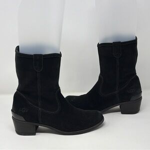 UGG Briar Black Burnished Suede Western Side Zip Boots Womens 5.5 1009198 Black
